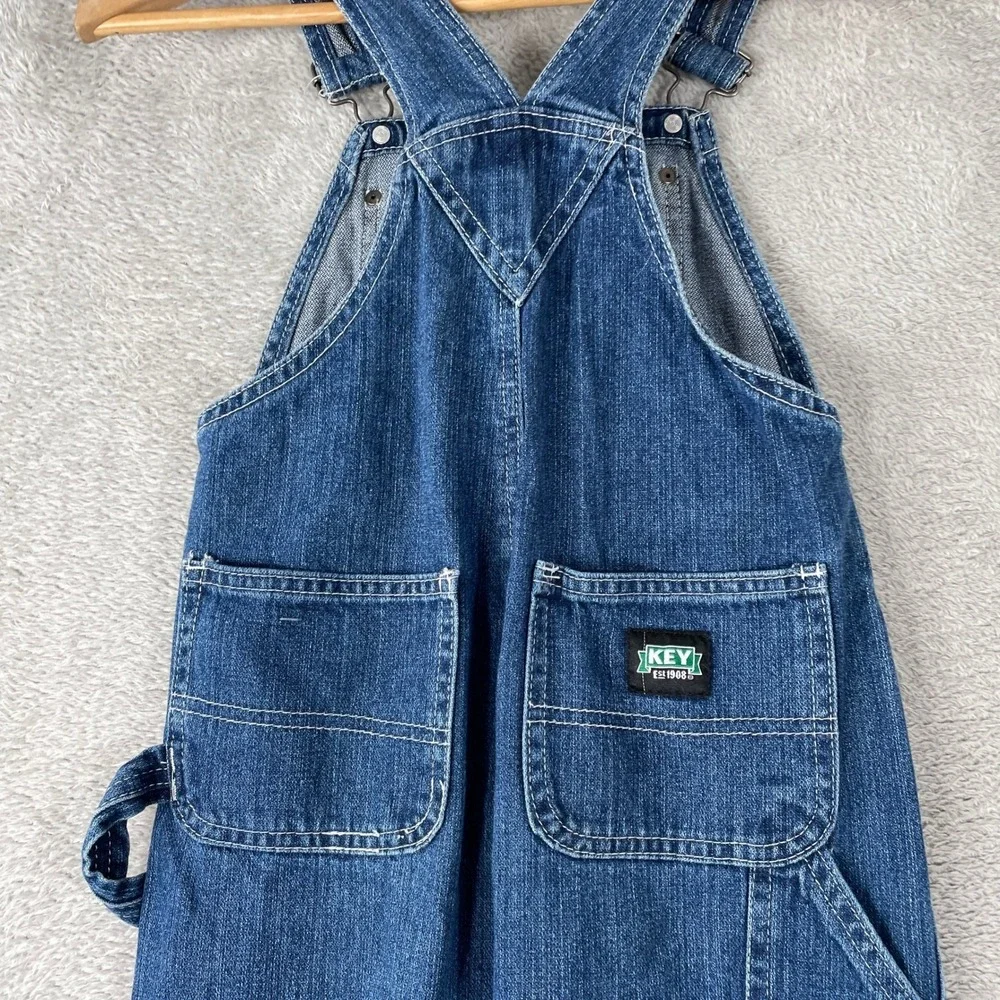 Key Denim Overalls Kids Size 5 Blue Cotton Workwear Utility Carpenter Bibs